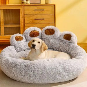 All-Season Paw-Shaped Pet Dog Bed: Warm Sleep Mat & Sofa House in One!